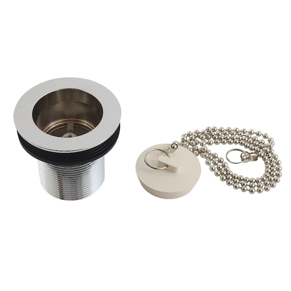 112 Chain and Stopper Tub Drain with 2 Body Thread, Polished Chrome